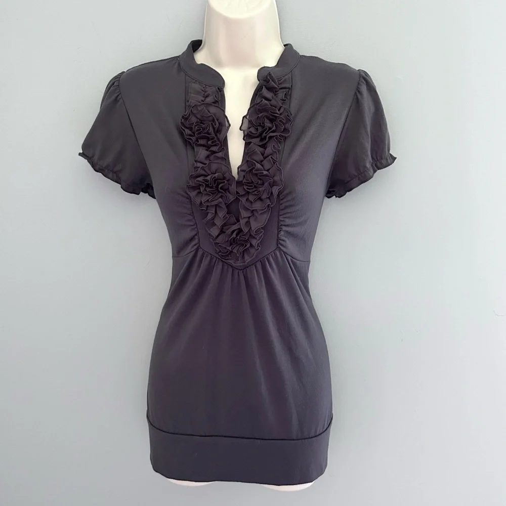 Y2K Vintage Ruffled Babydoll Top Purple Gray Size Medium - Picture 1 of 12